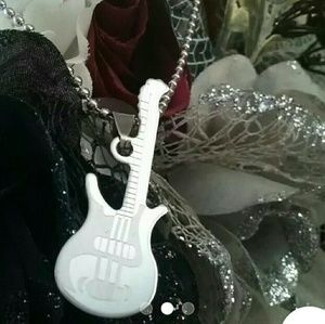 3/$20 Guitar Silvertone  Necklace Rock Punk